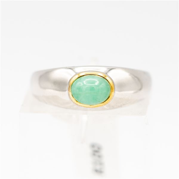 BZ601-12 SILVER EMERALD RING 1.3CT SIZE 11.5