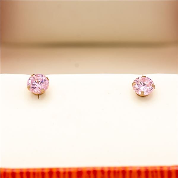 BZ601-8 10K PINK CUBIC ZIRCONIA EARRINGS