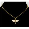 Image 1 : NEW GOLD PLATED DRAGONFLY WITH INLAY PENDANT ON