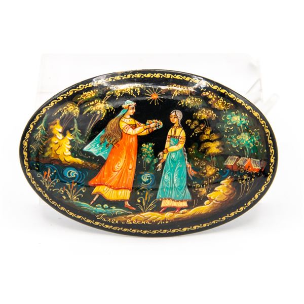 ESTATE RUSSIAN LACQUER BROOCH