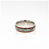 Image 1 : NEW STAINLESS STEEL RING SIZE 11 WITH WOOD INLAY