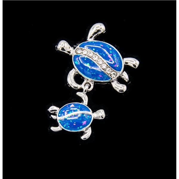 NEW SILVER PLATED SEA TURTLE INLAY PENDANT