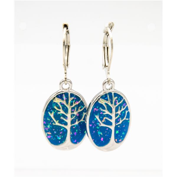 NEW SILVER PLATED ENAMEL INLAY EARRINGS