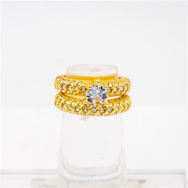 NEW GOLD PLATED MULTI-STONE RING SET SIZE 5