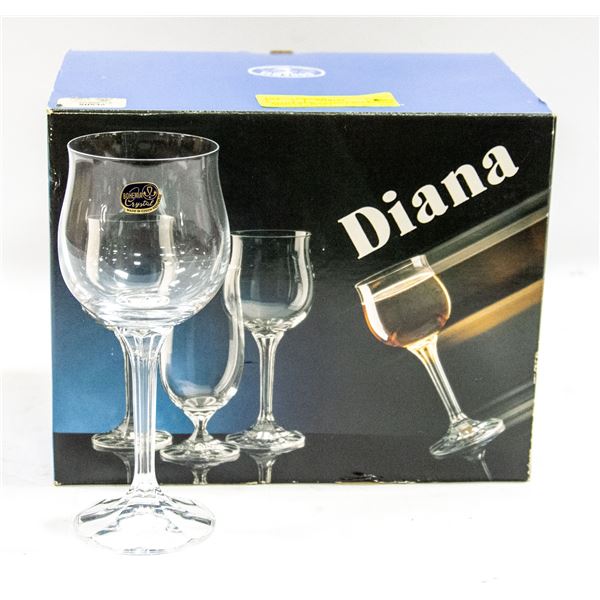 DIANA BY BOHEMIA 6 PC CRYSTAL WINE GLASS SET