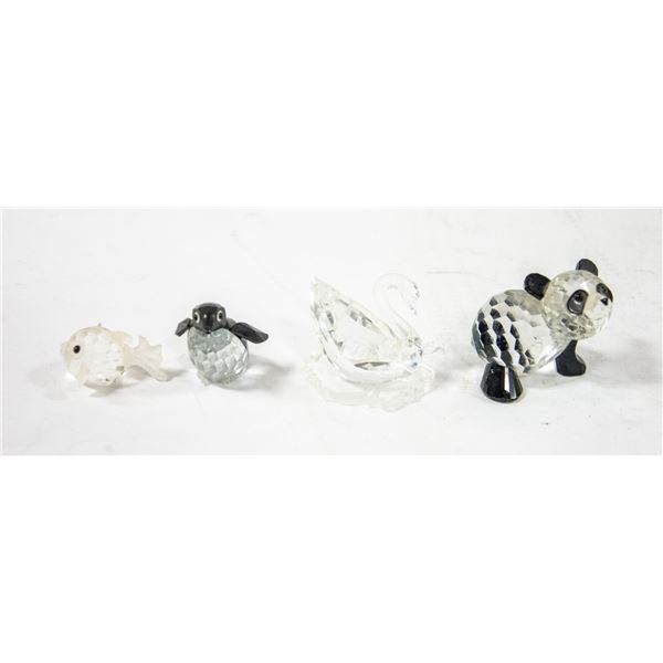 4 SWAROVSKI CRYSTAL FIGURINES- THE PANDA'S FOOT IS