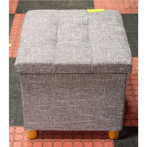 NEW GREY STORAGE STOOL 14" X 15" X 15"