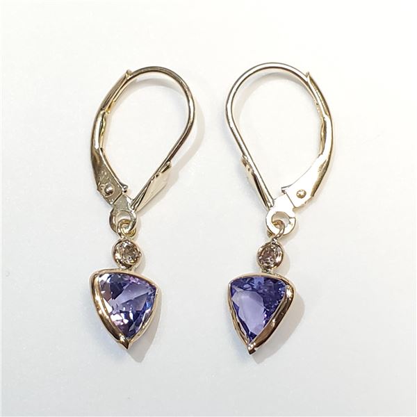 S259-5 14K TANZANITE/DIAMOND EARRINGS