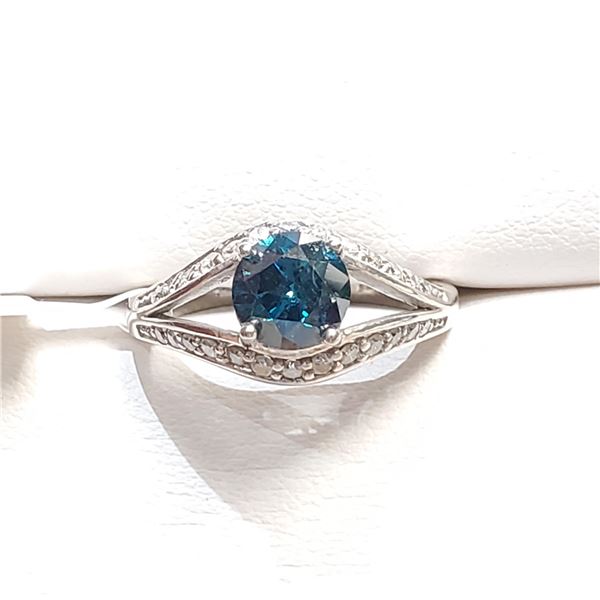 S259-3 10K BLUE DIAMOND + 26 SIDE DIAMONDS RING