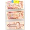 Image 1 : 3 CANADIAN $2 BILLS INCLUDING 2 1974 AND 1 1986