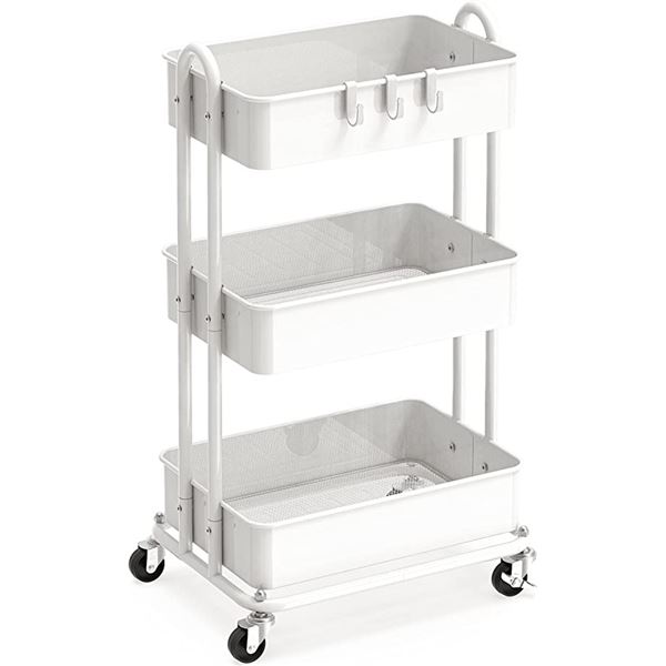 NEW REPACK SIMPLE HOUSEWARES 3 TIER METAL CART