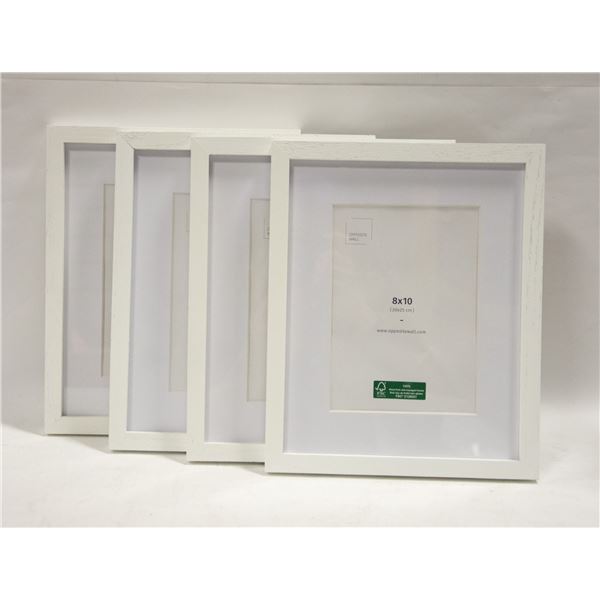 LOT OF FOUR 8" X 10" WHITE PICTURE FRAMES