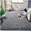 Image 1 : NEW GREY 5 X 8 FLUFFY NON SLIP AREA RUG