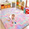 Image 1 : NEW 5 X 8 FT RAINBOW FLUFFY AREA CARPET