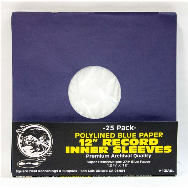 NEW PACK OF 25 POLYLINED 12" RECORD SLEEVES