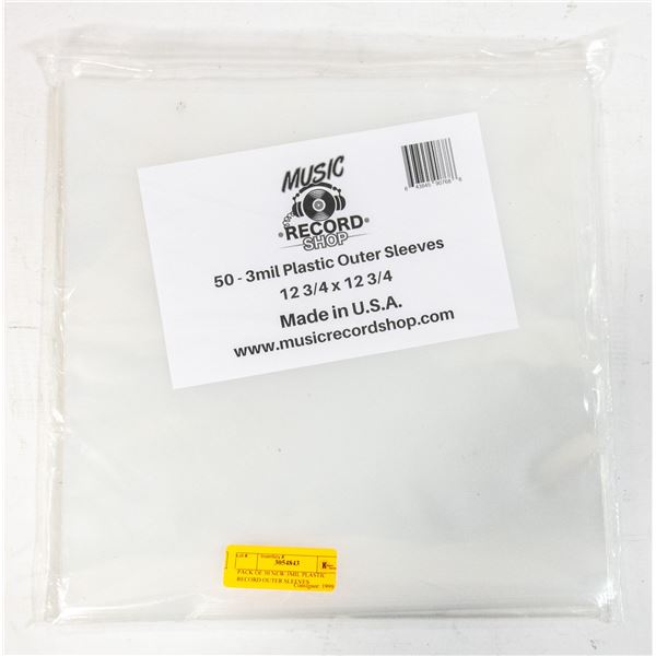 PACK OF 50 NEW 3MIL PLASTIC RECORD OUTER SLEEVES