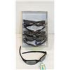 6 PAIRS OF BLACK WITH BLACK LENS SPORT SUNGLASSES