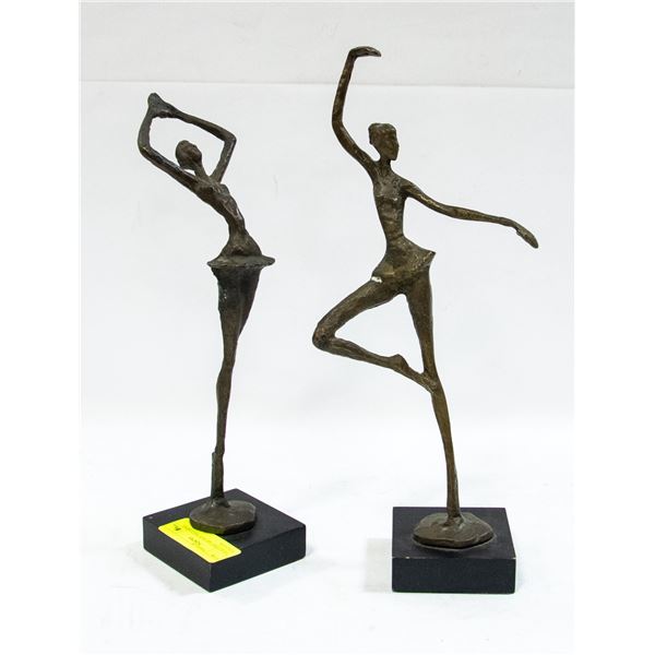 2 GALLERY BRONZE BALLERINA STATUES