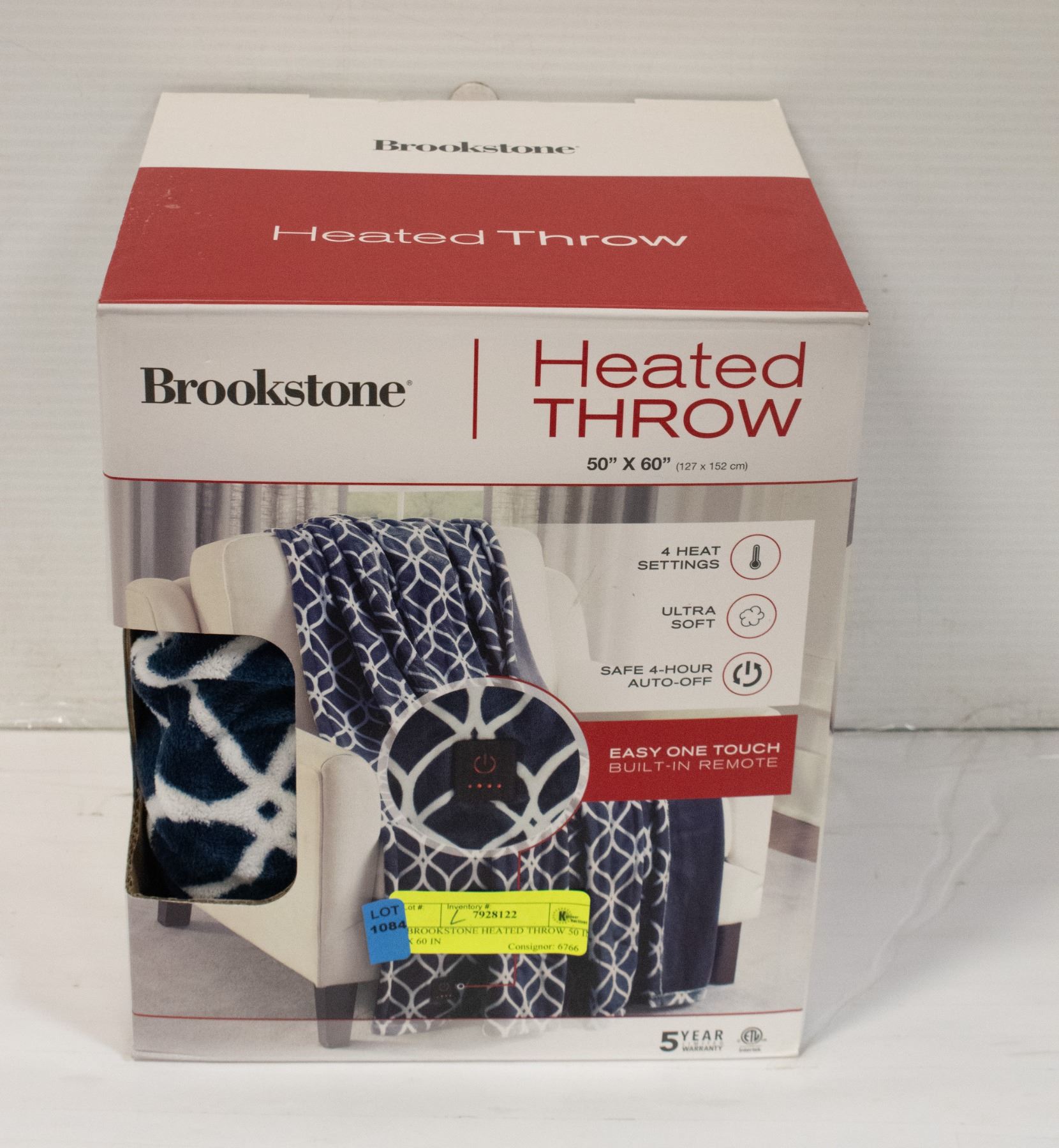 BROOKSTONE HEATED THROW 50 IN X 60 IN