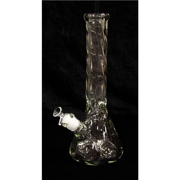 NEW 14  CLEAR TWISTY GLASS BEAKER BONG W/STEM &