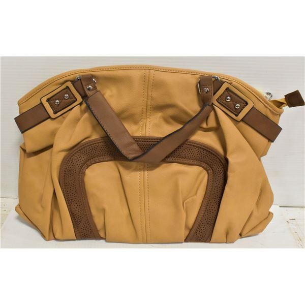 NEW TWO TONE LEATHER SHAGWEAR OVER SHOULDER PURSE