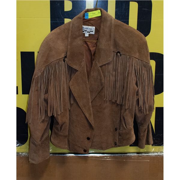 LADIES LEATHER SUEDE FRINGE JACKET SIZE