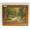 Image 1 : VINTAGE FRAMED FOREST SCENE WALL HANGING 15" X 19"