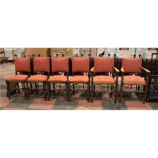 LOT OF 6 ANTIQUE OAK DINING CHAIRS WITH