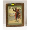 Image 1 : VINTAGE FRAMED 15" X 19" RED-MAN WALL HANGING
