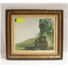 Image 1 : VINTAGE FRAMED 15.5" X 17.5" TRAIN WALL HANGING