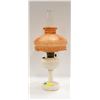Image 1 : ANTIQUE GLASS OIL LAMP MILK GLASS BASE CORAL