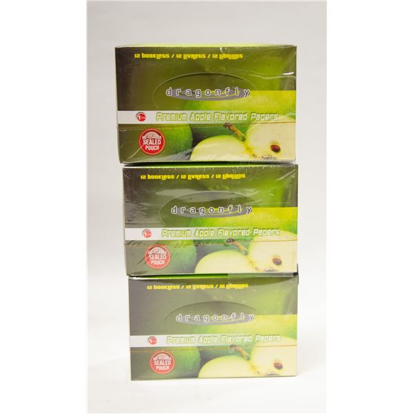 3 BOXES OF APPLE FLAVOR ROLLING PAPERS,36 BOOKLETS