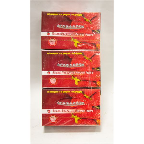 3 BOXES OF STRAWBERRY ROLLING PAPERS,36 BOOKLETS