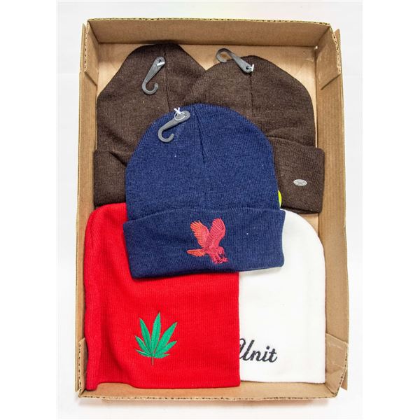 5 NEW TOQUES ASSORTED COLOURS