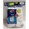 Image 1 : CREW SOCKS WHITE SIZE 12-16 PACK OF 6