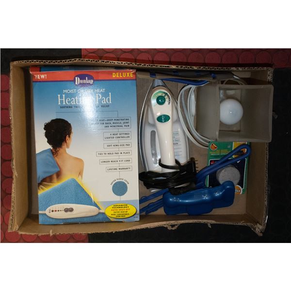 BOX WITH MOIST OR DRY HEATING PAD, LAMP