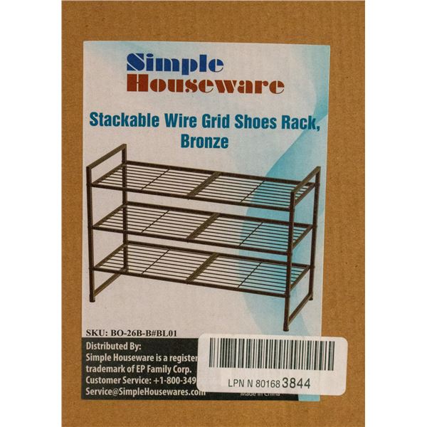 SIMPLE HOUSEWARE STACKABLE WIRE GRID SHOE RACK