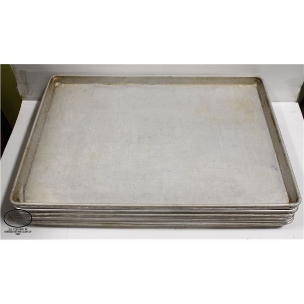 STACK OF 10 COMMERCIAL ALUMINUM BUN PANS