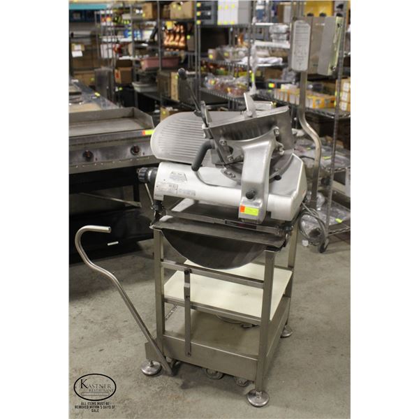 HOBART 12" MANUAL MEAT SLICER W/ CUSTOM STAND