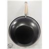 Image 4 : NEW 35CM NON-STICK CARBON STEEL WOK W/ FLAT BOTTOM