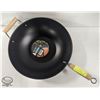 Image 2 : NEW 35CM NON-STICK CARBON STEEL WOK W/ FLAT BOTTOM