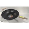 Image 3 : NEW 35CM NON-STICK CARBON STEEL WOK W/ FLAT BOTTOM