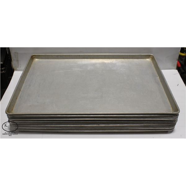 STACK OF 10 COMMERCIAL ALUMINUM BUN PANS