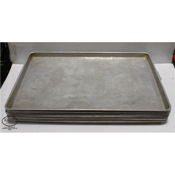 STACK OF 7 COMMERCIAL ALUMINUM BUN PANS