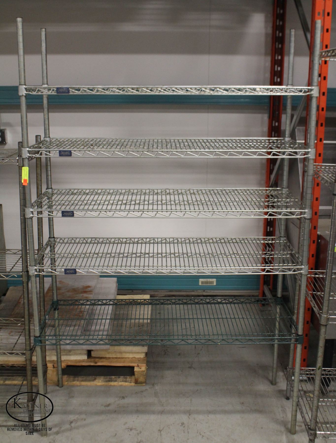 Completed Wire Storage Rack 4' CHROME WIRE STORAGE RACK - 5 TIER
