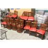 Image 1 : LARGE LOT OF 31 WOODEN RED VINYL DINING CHAIRS