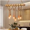 Image 1 : BAMBOO AND ROPE HANGING LIGHT FIXTURE