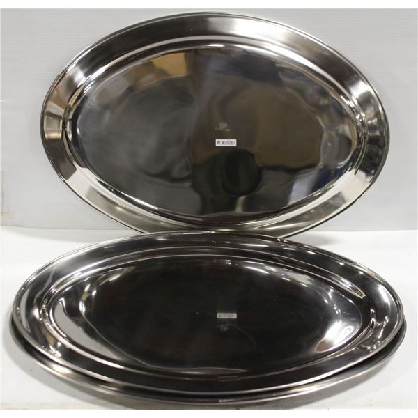 LOT OF 3 NEW 26" STAINLESS STEEL OVAL PLATTERS