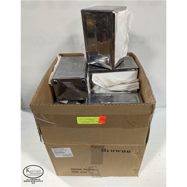 13 STAINLESS STEEL TABLE TOP NAPKIN DISPENSERS