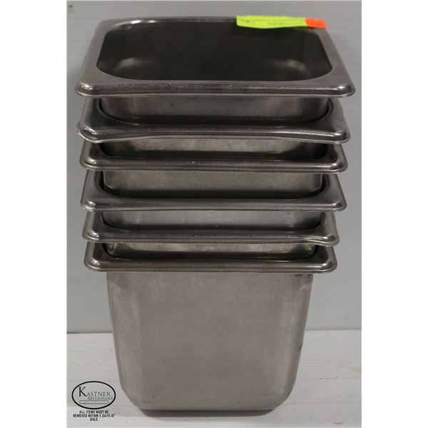 6 STAINLESS STEEL 1/6 SIZE 6" DEEP INSERTS